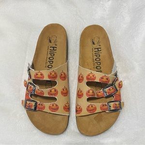 Hippopotam Pumpkin Sandles Leather comfort design. Size 10